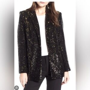 Something Navy Black Sequin Blazer Size: M